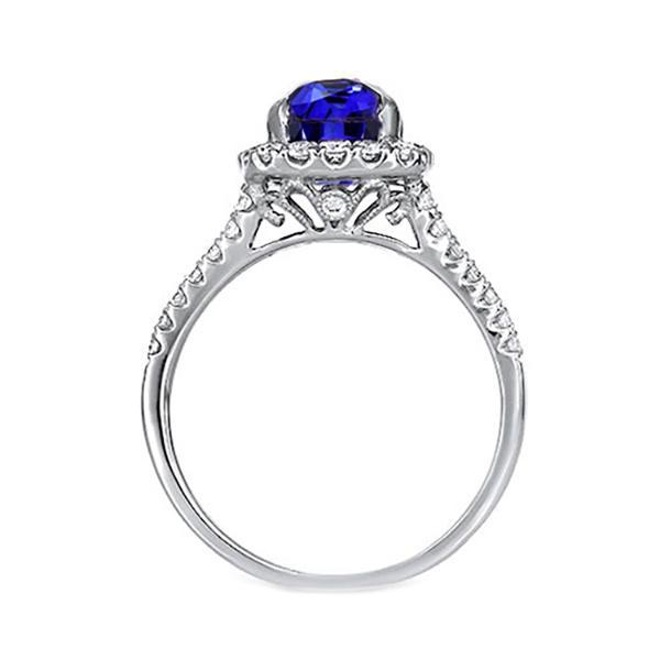 Natural Earth Mined Diamond Halo Oval Blue Sapphire Ring Split Shank 5.50 Carats Jewelry