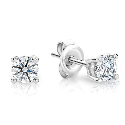 Natural Earth Mined Diamond Ladies Studs Earrings 1.50 Carats 14K White Gold