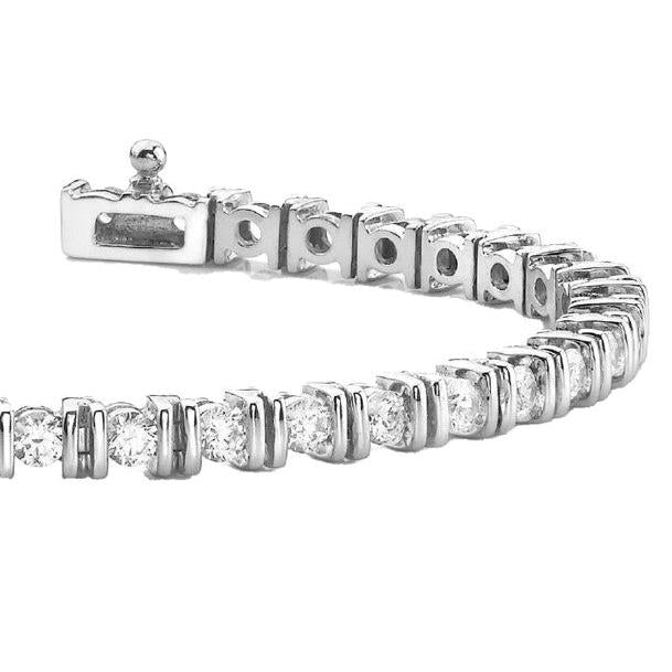 Natural Earth Mined Diamond Round Cut Tennis Bracelet 4 Carats White Gold 14K