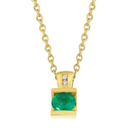 Natural Earth Mined Diamonds & Colombian Green Emerald Gemstone Pendant Necklace 5.10 Carats
