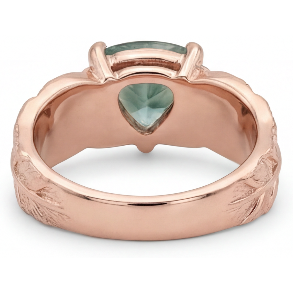 natural trillion moss agate 2ct ring profile view