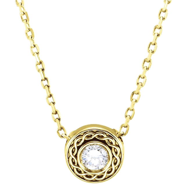 Necklace Pendant With Chain 1.00 Carats Yellow Gold 14K GIA CERTIFIED Lab Grown Diamond