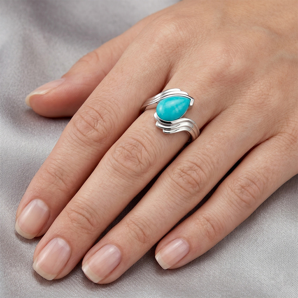 Neon Paraiba Colored Stone Ring 2 ct F/VS1 – 14 Karat White Gold