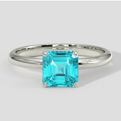 Natural Real ( Not Lab Grown )  Neon Blue Paraiba Solitaire Ring