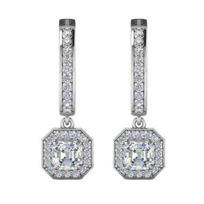 New Real Natural Earth Mined Diamond Women Dangle Earrings Prong Set 3 Carat White Gold 14K