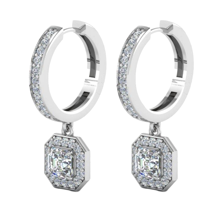 New Real Natural Earth Mined Diamond Women Dangle Earrings Prong Set 3 Carat White Gold 14K