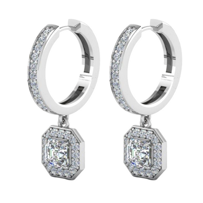 New Real Natural Earth Mined Diamond Women Dangle Earrings Prong Set 3 Carat White Gold 14K