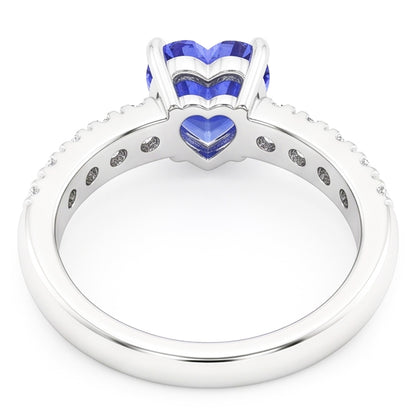 Ocean Blue Heart Sapphire Natural Earth Mined Diamond Ring