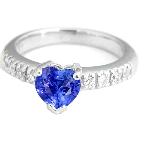 Ocean Blue Heart Sapphire Diamond Ring