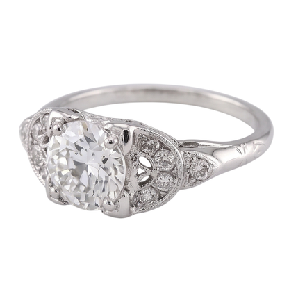 Old Miner Round Real Natural Earth Mined Diamond Ring 1.50 Carats White Gold 14K