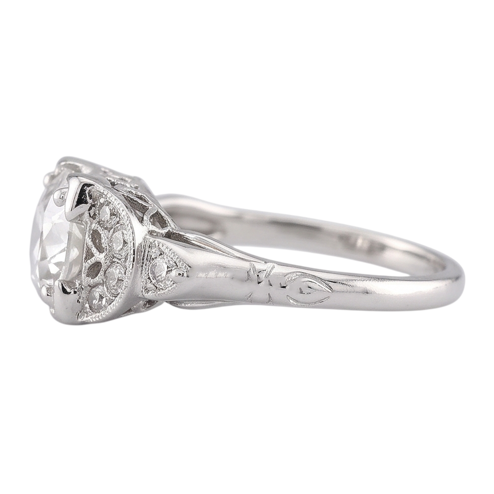 Old Miner Round Real Natural Earth Mined Diamond Ring 1.50 Carats White Gold 14K