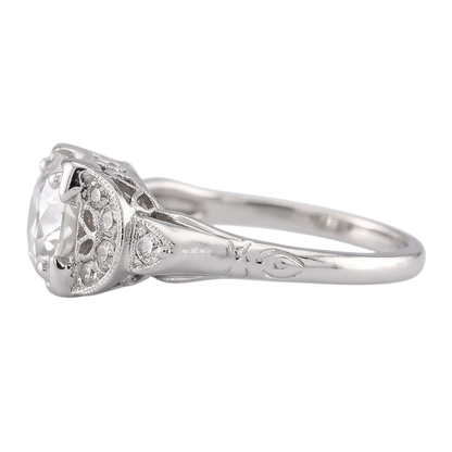 Old Miner Round Real Natural Earth Mined Diamond Ring 1.50 Carats White Gold 14K