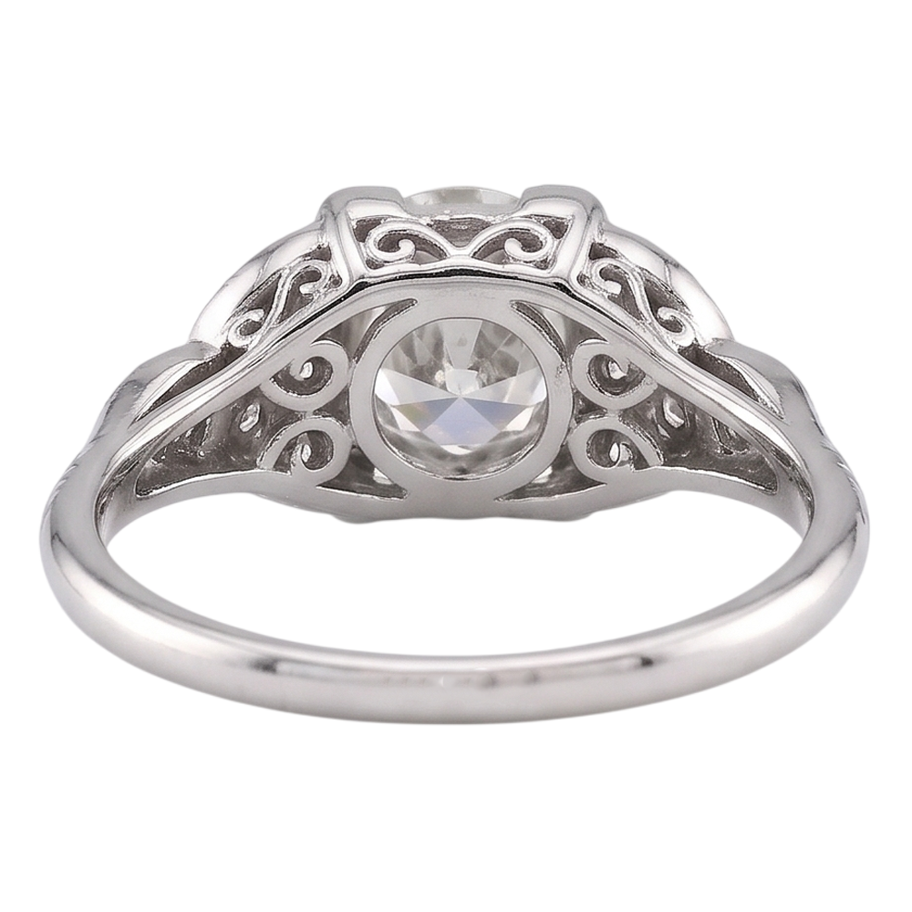 Old Miner Round Real Natural Earth Mined Diamond Ring 1.50 Carats White Gold 14K