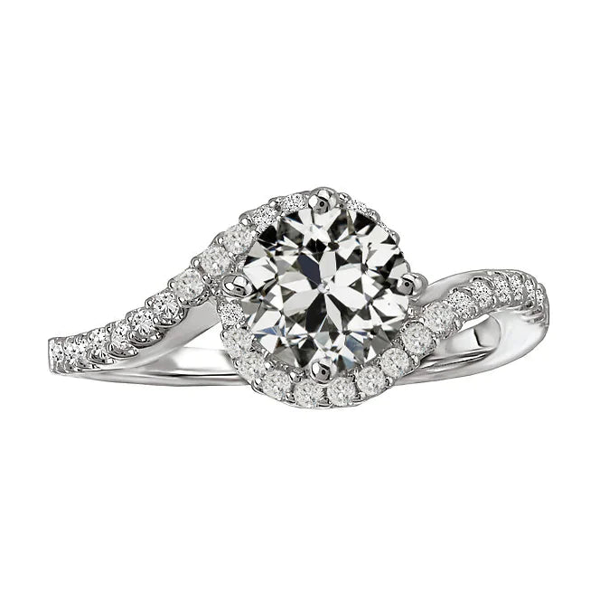 Old European Diamond Ring Twisted Shank