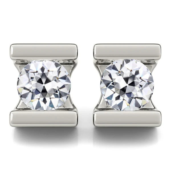 Old Miner Natural Diamond Stud Earrings 4 Carats Bar Set
