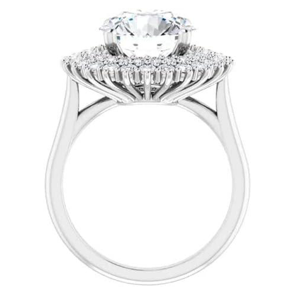 Old Cut Huge Lab Grown Diamond Double Halo Ring 4 Prong Set 10.50 Carats