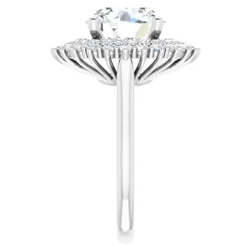 Old Cut Huge Lab Grown Diamond Double Halo Ring 4 Prong Set 10.50 Carats