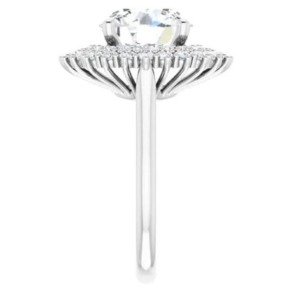 Old Cut Huge Lab Grown Diamond Double Halo Ring 4 Prong Set 10.50 Carats