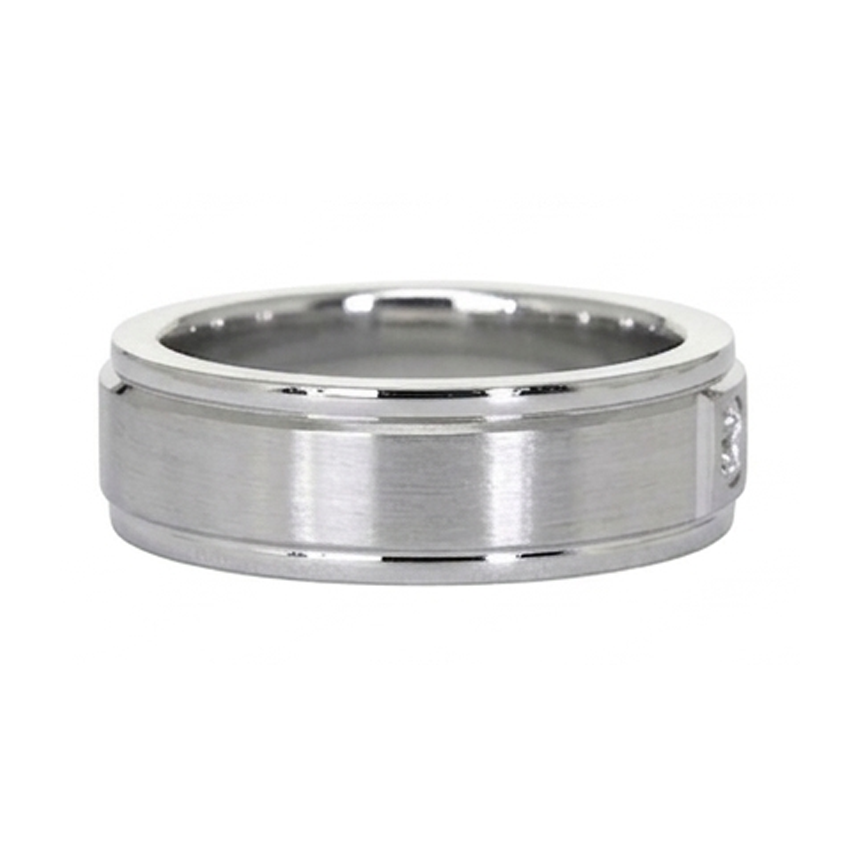 One Round Gypsy Natural Earth Mined Diamond Band 0.25 Carats Brushed Finish Men's Ring