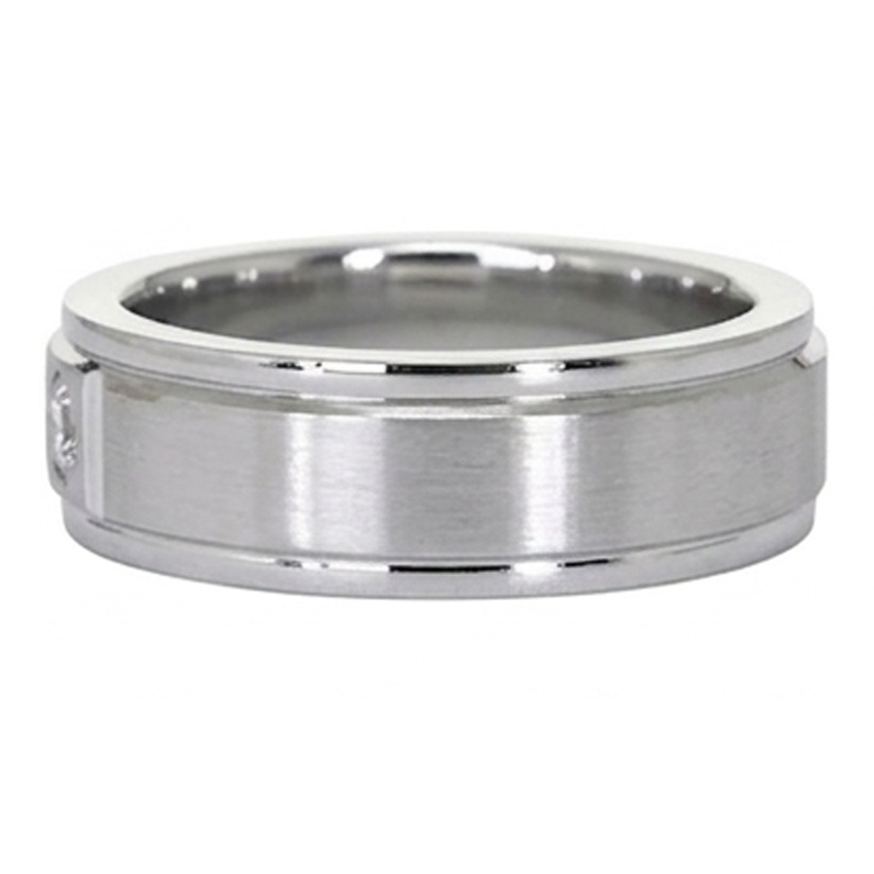 One Round Gypsy Natural Earth Mined Diamond Band 0.25 Carats Brushed Finish Men's Ring