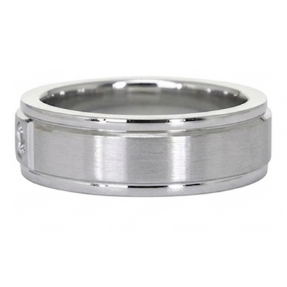 One Round Gypsy Natural Earth Mined Diamond Band 0.25 Carats Brushed Finish Men's Ring