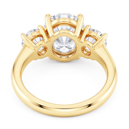 Oval 3 Carat Natural Real Diamond ( Not Lab Grown ) Three Stone Engagement Ring Yellow Gold Jewelry
