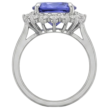 Oval AAA Tanzanite And Natural Earth Mined Diamonds 8 Carat Ring New White Gold 14K