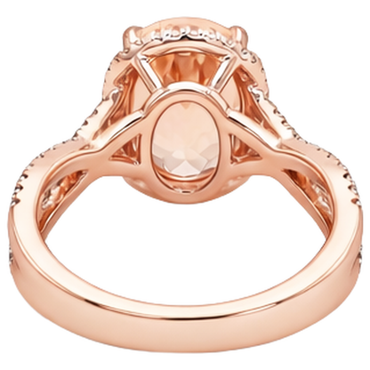 Oval And Round 9.25 Ct Morganite With Natural Earth Mined Diamonds Ring Gold 14K