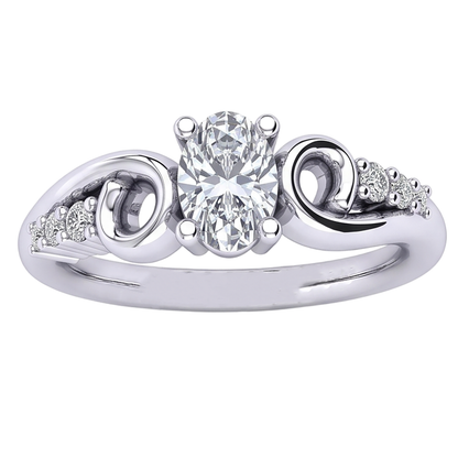 Oval And Round Cut 1.50 Carats Natural Earth Mined Diamond Engagement Ring White Gold 14K