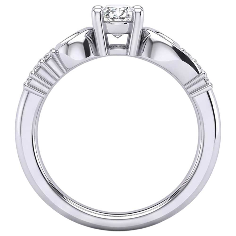 Oval And Round Cut 1.50 Carats Natural Earth Mined Diamond Engagement Ring White Gold 14K