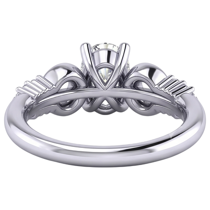 Oval And Round Cut 1.50 Carats Natural Earth Mined Diamond Engagement Ring White Gold 14K