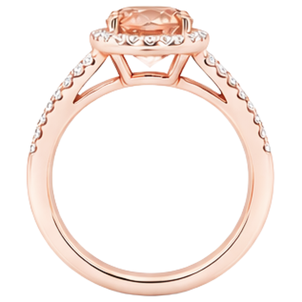 Oval And Round Cut 19.75 Ct Morganite With Natural Earth Mined Diamonds Ring Two Tone Gold