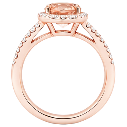 Oval And Round Cut 19.75 Ct Morganite With Natural Earth Mined Diamonds Ring Two Tone Gold