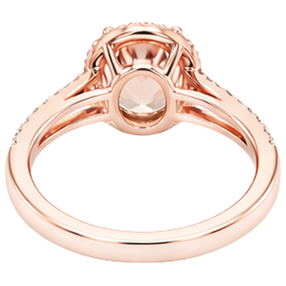 Oval And Round Cut 19.75 Ct Morganite With Natural Earth Mined Diamonds Ring Two Tone Gold