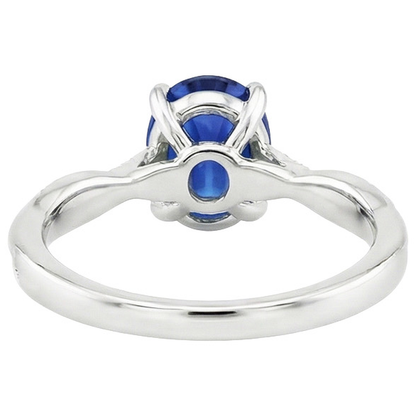 Oval Blue Sapphire Engagement Ring Natural Earth Mined Diamond Gold Twisted Shank 6 Carats