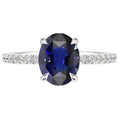 Oval Blue Sapphire Natural Earth Mined Diamond Engagement Ring Claw Prong Setting 6 Carats