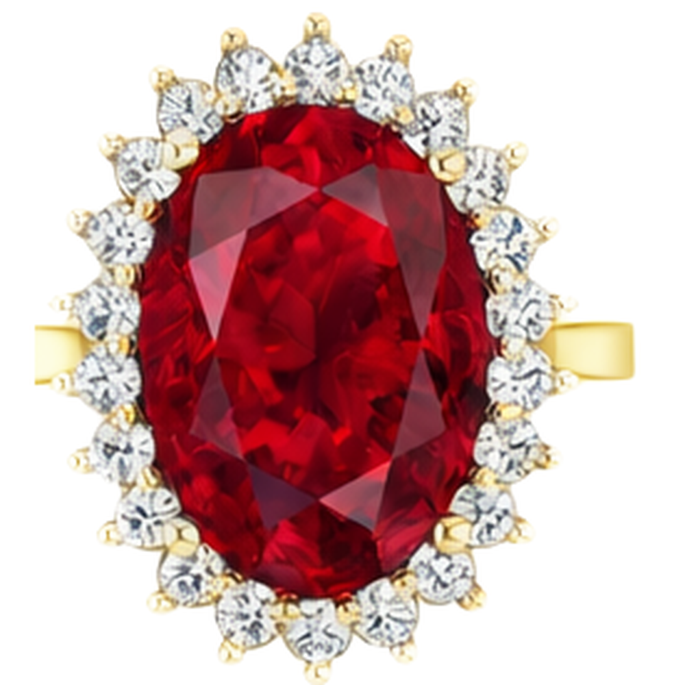Oval Burma Ruby IGI CERTIFIED Diamond Flower Style Ring 10.50 Carats Two Tone Gold
