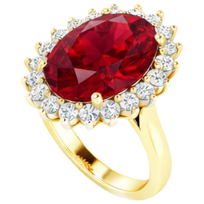 Oval Burma Ruby IGI CERTIFIED Diamond Flower Style Ring 10.50 Carats Two Tone Gold