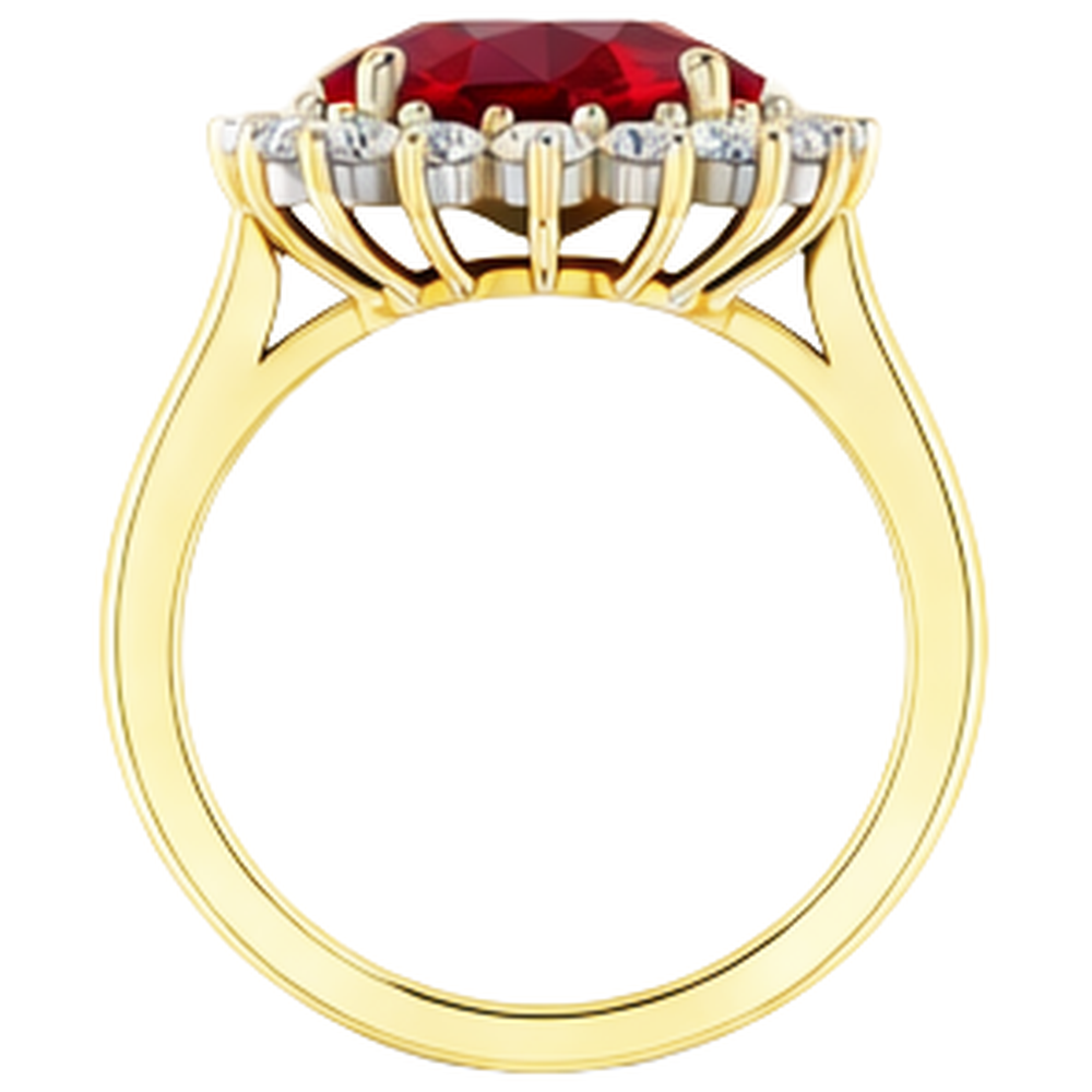 Oval Burma Ruby IGI CERTIFIED Diamond Flower Style Ring 10.50 Carats Two Tone Gold