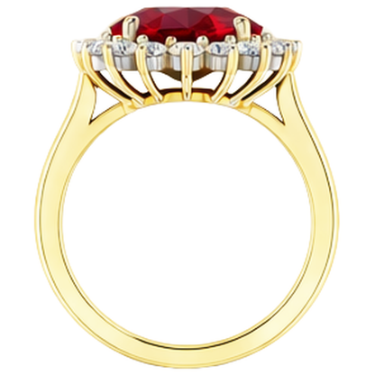 Oval Burma Ruby IGI CERTIFIED Diamond Flower Style Ring 10.50 Carats Two Tone Gold