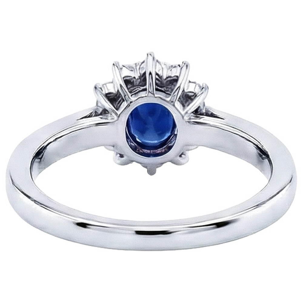 Oval Ceylon Sapphire And Round Cut Natural Earth Mined Diamonds Ring 2.50 Ct