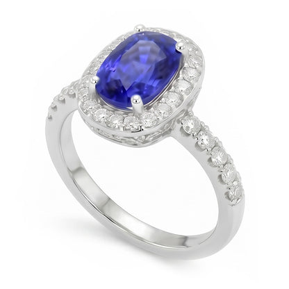 Oval Ceylon Sapphire Halo Natural Earth Mined Diamond Ring 11.75 Carats Gold 14K