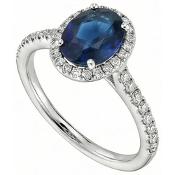 Oval Ceylon Sapphire Ring Natural Earth Mined Diamond Wedding White Gold 14K 2.75 Ct