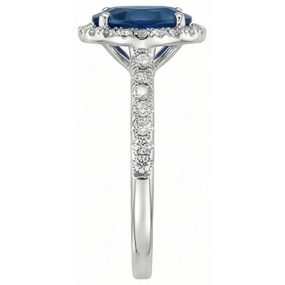 Oval Ceylon Sapphire Ring Natural Earth Mined Diamond Wedding White Gold 14K 2.75 Ct