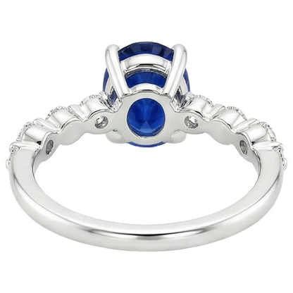 Oval Ceylon Sapphire Wedding Ring With Round Natural Earth Mined Diamonds Accents 5 Carats
