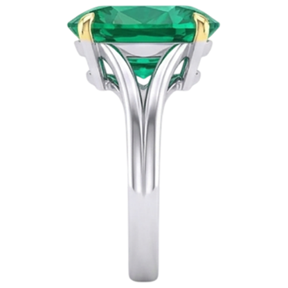 Natural Real ( Not Lab Grown ) Oval Colombian Green Emerald GIA Solitaire Ring With Split Shank