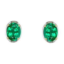 Oval Colombian Green Emerald Studs Casual Ladies Earrings
