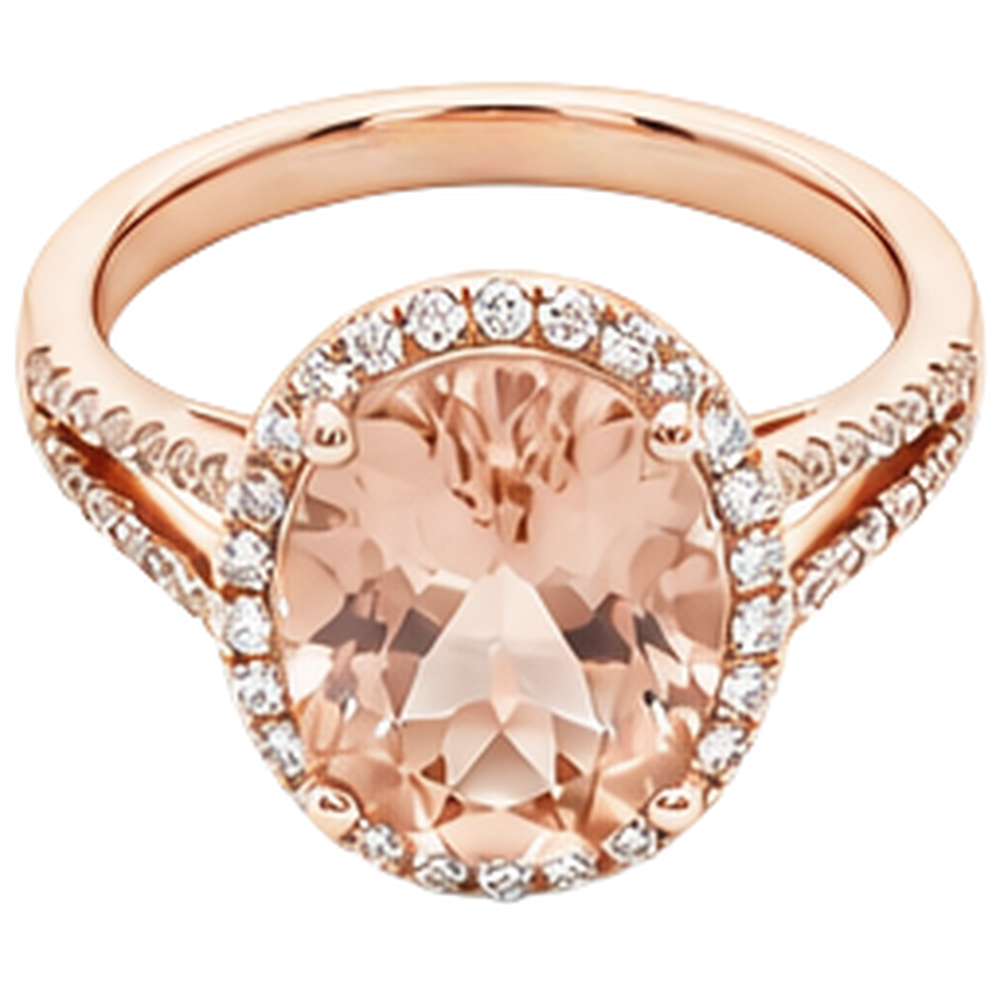 natural round morganite 33.75ct ring close up detail