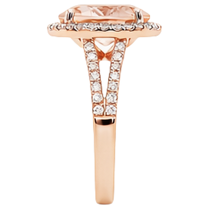 natural round morganite 33.75ct ring profile view