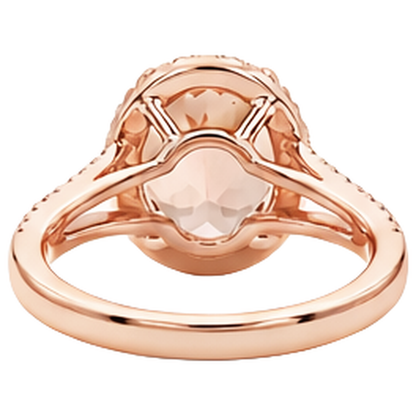 natural round morganite 33.75ct ring with diamond accents
